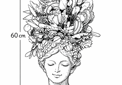 Aranjament floral „Mystic Bloom” în bust sculptural – flori uscate, eucalipt și accente turcoaz