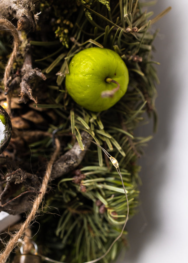 Coroniță de Crăciun Artizanală „Silver Star & Winter Orchard”