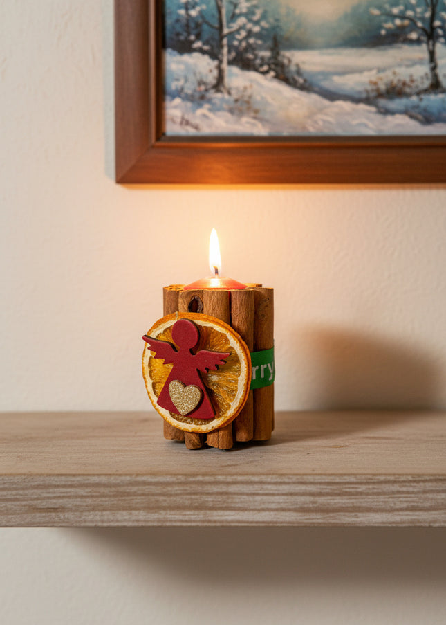 Lumânare Decorativă Artizanală „Cinnamon Angel Glow”