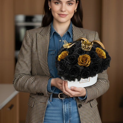 Aranjament de Lux "Midnight Royalty Heart" cu Coronetă