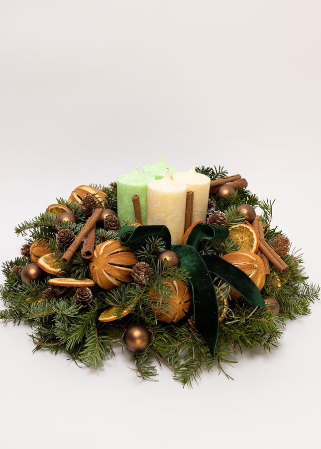 Aranjament Crăciun Advent "Citrus Joy" din brad Nobilis