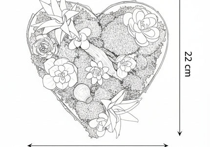 Tablou decorativ „Forest Heart Mini” – inimă cu suculente și mușchi stabilizat