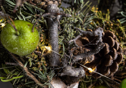 Coroniță de Crăciun Artizanală „Silver Frost & Natural Bark”