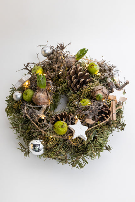 Coroniță de Crăciun Artizanală „Winter Glow & Botanical Nest”