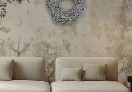 Coroniță din Răchită Vopsită Gri Silver – Bază Aranjament Floral Rustic-Modern