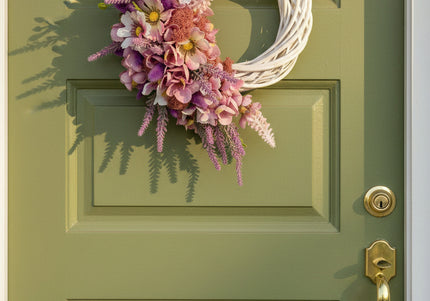 Coroniță din Răchită Albă „Blush Willow & Lavender Crescent”