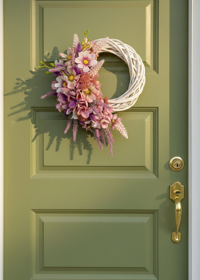 Coroniță din Răchită Albă „Blush Willow & Lavender Crescent”