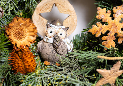 Coroniță Crăciun "Nature's Owl" din Brad Nobilis Natural