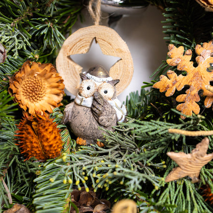 Coroniță Crăciun "Nature's Owl" din Brad Nobilis Natural