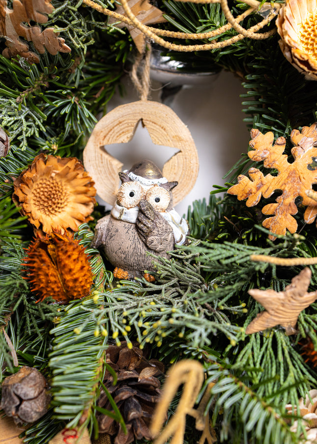 Coroniță Crăciun "Nature's Owl" din Brad Nobilis Natural