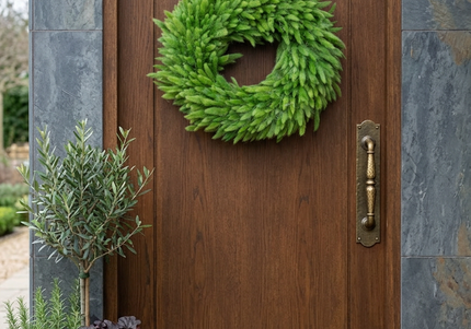 Coroniță decorativă „Green Fluffy” – decor minimalist din iarbă ornamentală
