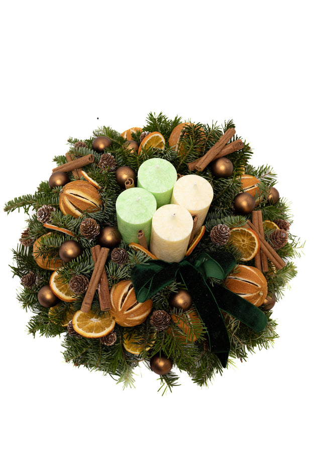 Aranjament Crăciun Advent "Citrus Joy" din brad Nobilis