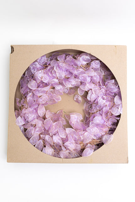 Coroniță Decorativă din Lunaria Mov – Aranjament Natural din Plante Uscate