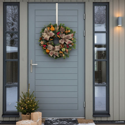 Coroniță Crăciun "Burgundy Snowflake" Mix Brad Natural