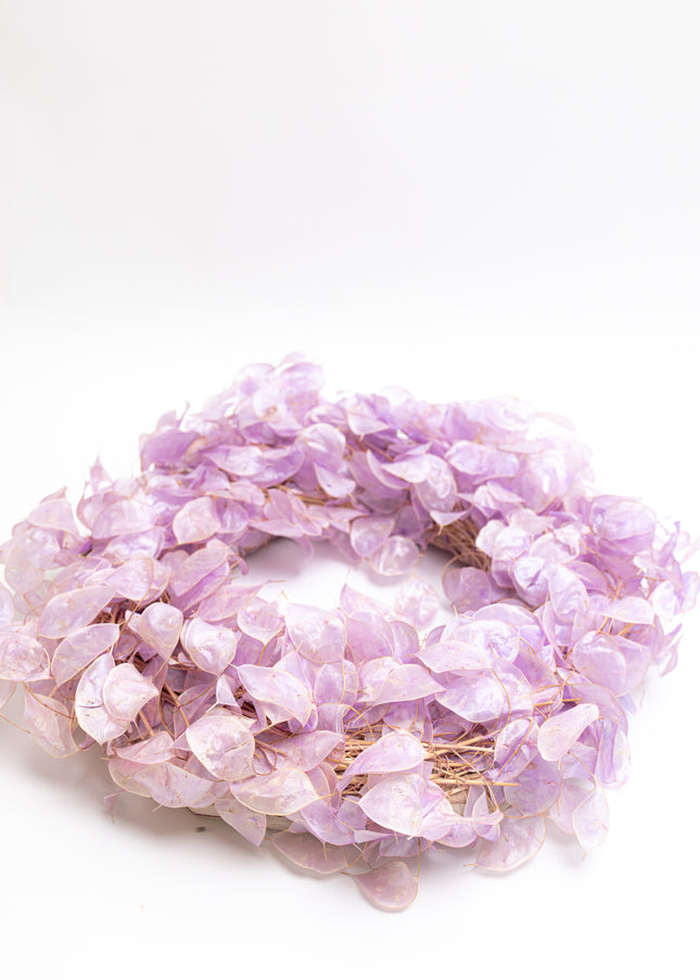 Coroniță Decorativă din Lunaria Mov – Aranjament Natural din Plante Uscate