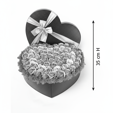Cutie Inimă Neagră Lux Trandafiri Săpun Mov-Albastru