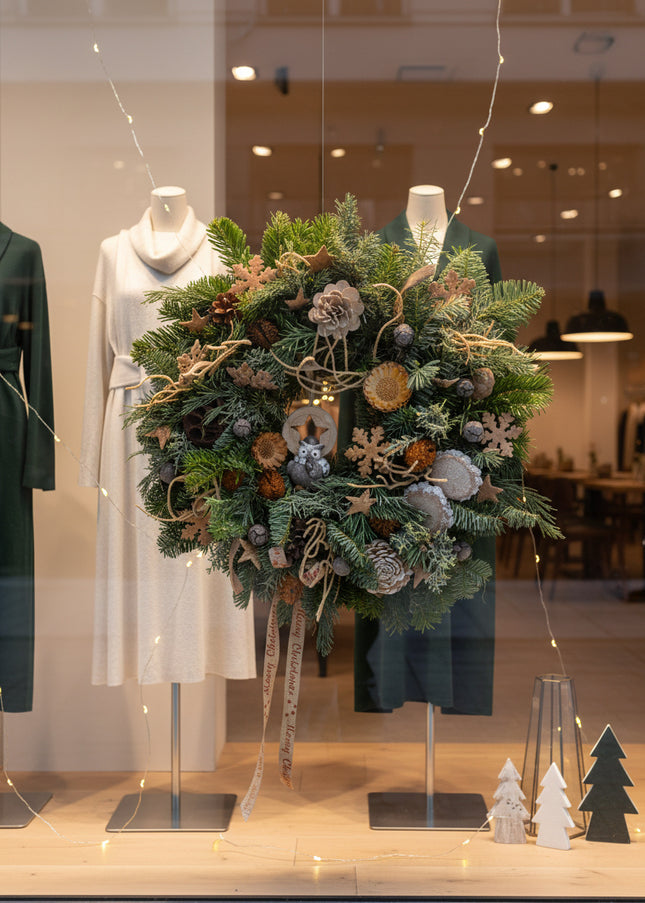 Coroniță Crăciun "Nature's Owl" din Brad Nobilis Natural