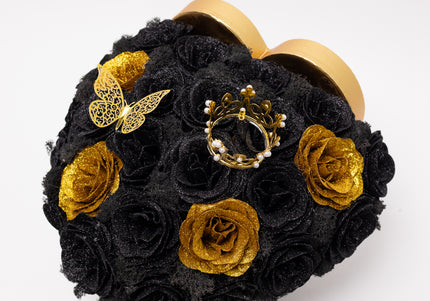 Aranjament de Lux "Midnight Royalty Heart" cu Coronetă