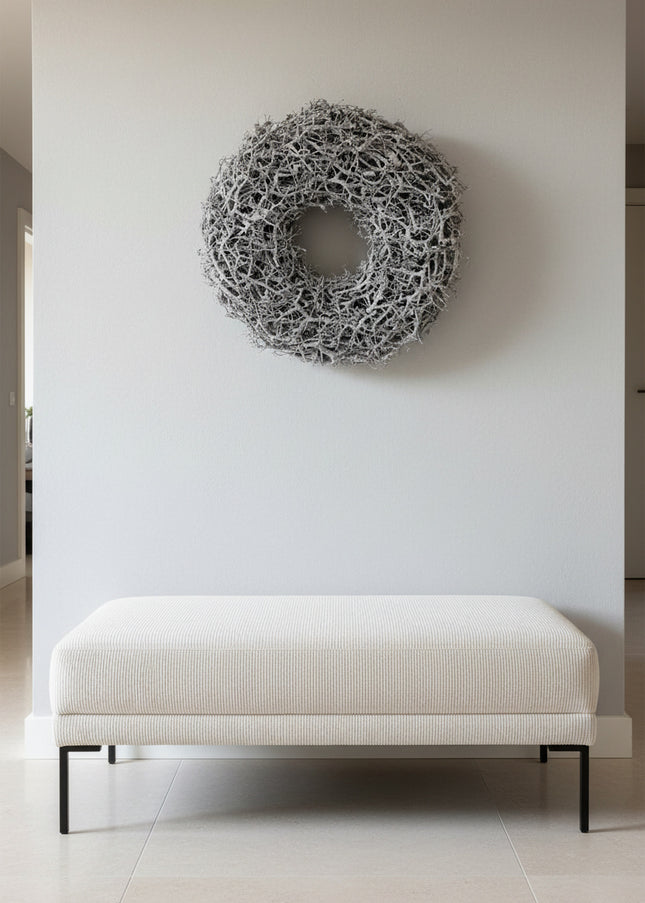 Bază Coroniță Artizanală din Rădăcini de Bonsai – Decor Handmade cu Aspect Înghețat și Textură Organică