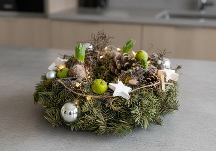 Coroniță de Crăciun Artizanală „Winter Glow & Botanical Nest”