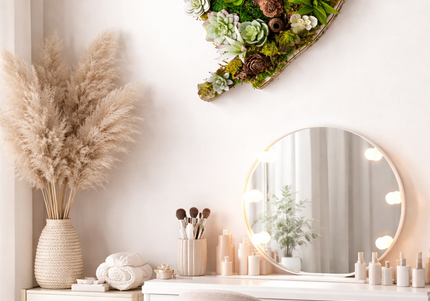 Tablou decorativ „Green Heart Succulent” – inimă cu plante suculente și mușchi stabilizat