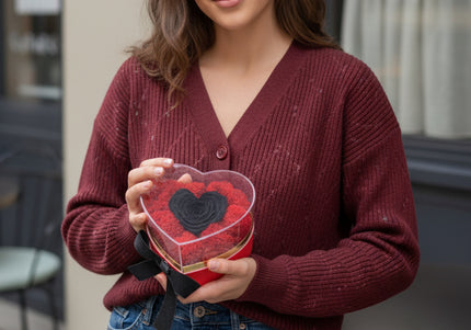 Aranjament de Lux "Midnight Heart" cu Trandafir Criogenat