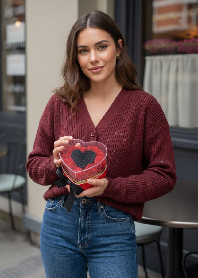 Aranjament de Lux "Midnight Heart" cu Trandafir Criogenat