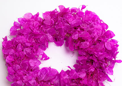 Coroniță Decorativă Lunaria Fucsia – Aranjament din Plante Naturale Uscate, Magenta Vibrant