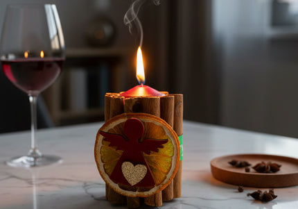 Lumânare Decorativă Artizanală „Cinnamon Angel Glow”