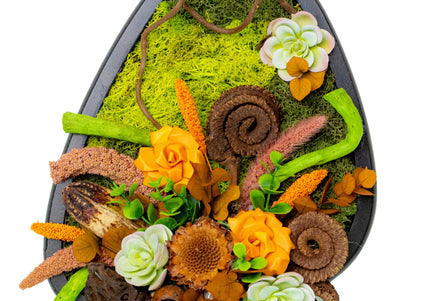 Tablou decorativ „Botanical Nest” – compoziție naturală cu mușchi și flori