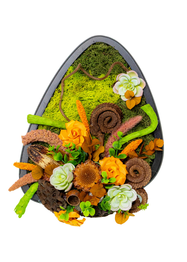 Tablou decorativ „Botanical Nest” – compoziție naturală cu mușchi și flori