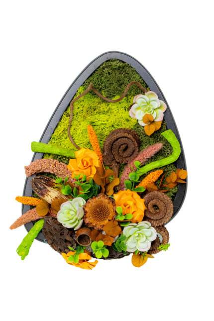 Tablou decorativ „Botanical Nest” – compoziție naturală cu mușchi și flori