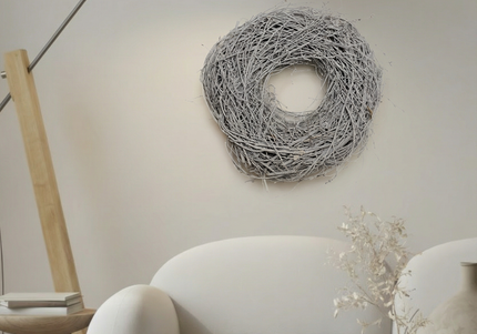 Coroniță din Răchită Vopsită Gri Silver – Bază Aranjament Floral Rustic-Modern