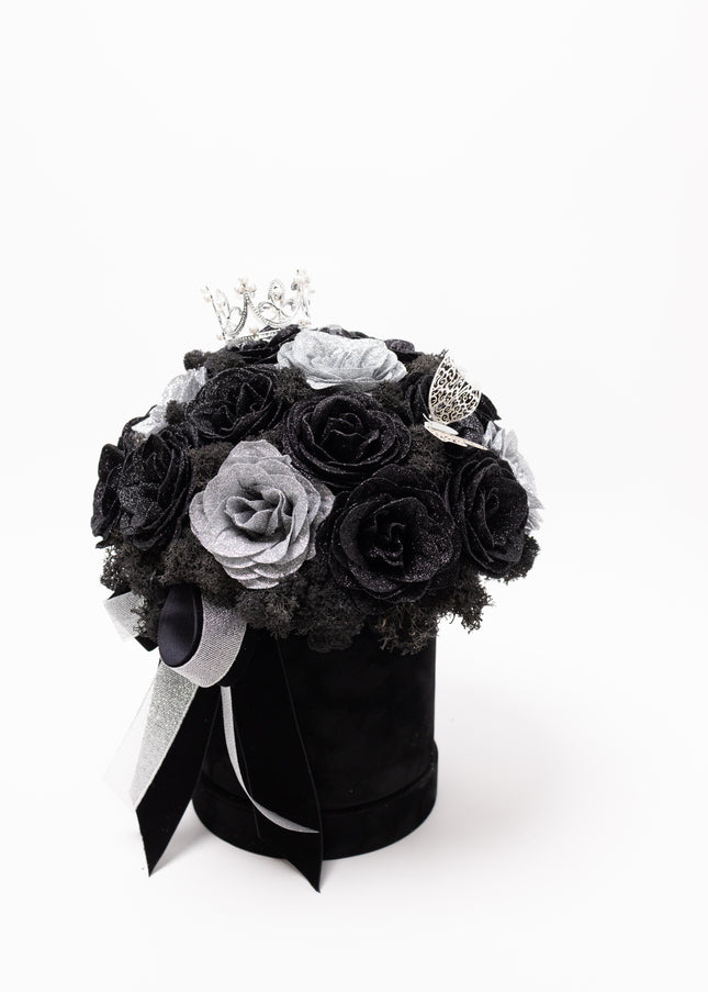 Aranjament de Lux "Silver Onyx Majesty" cu Coronetă Imperială