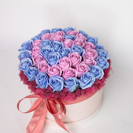 Aranjament Lux Trandafiri Săpun Spirală Roz-Albastru