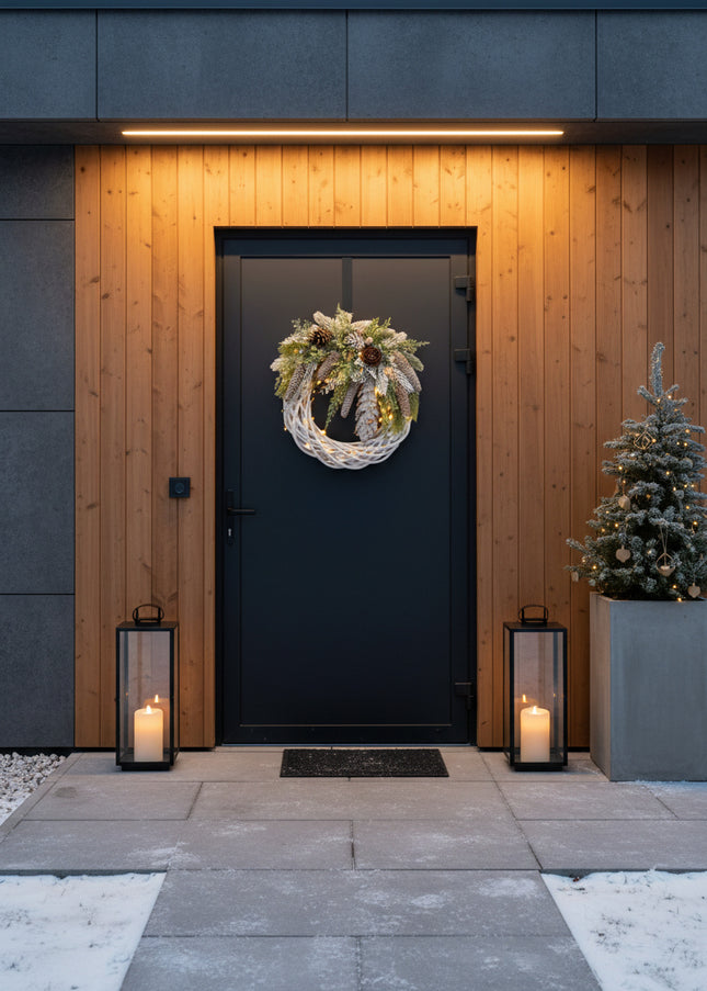 Coroniță Crăciun "Winter Forest" pe Lemn Natural Alb