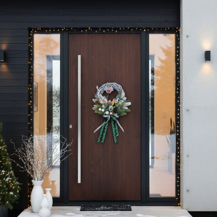 Coroniță Crăciun "Wise Owl" pe Lemn Împletit Gri-Lavandă