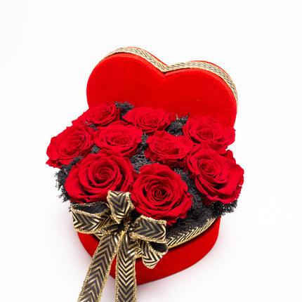 Aranjament Inimă Lux 9 Trandafiri Criogenați Roșii
