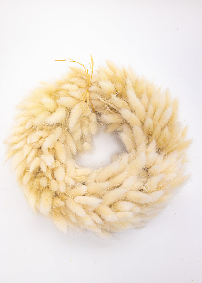 Coroniță Decorativă din Lagurus Alb Natural – Aranjament Pufos „Coda Mâței” Stil Boho