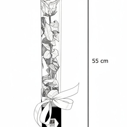 Aranjament de Lux "Noir Elegance" cu Trandafir pe Tulpină