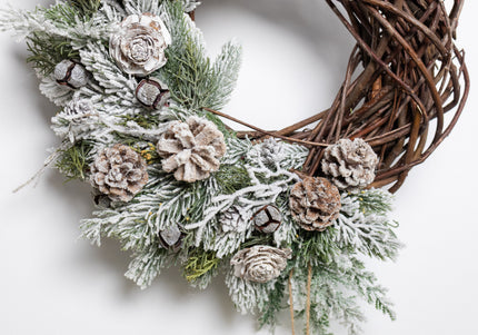 Coroniță de Crăciun Artizanală „Woodland Heart & Snowy Vines”