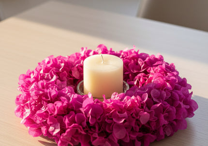 Coroniță Decorativă Lunaria Fucsia – Aranjament din Plante Naturale Uscate, Magenta Vibrant
