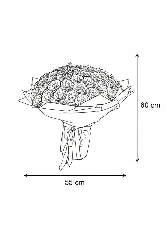 Buchet Gigant "Midnight Empress" 101 Trandafiri și Coroană
