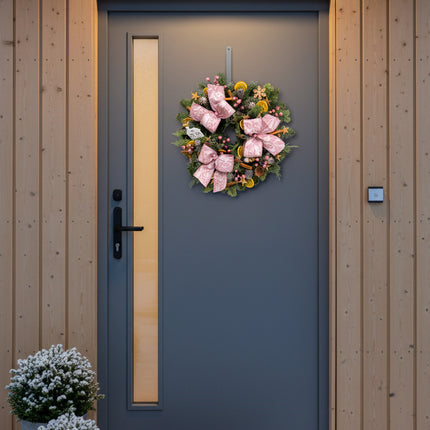 Coroniță Crăciun "Pink Frost Harmony" Mix Brad Natural