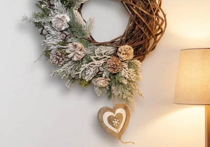 Coroniță de Crăciun Artizanală „Woodland Heart & Snowy Vines”