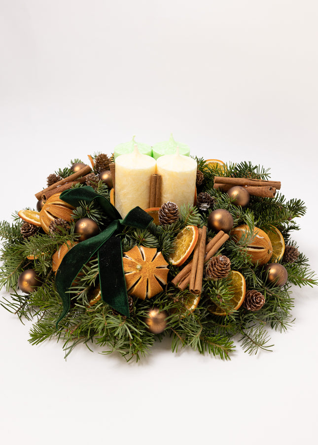 Aranjament Crăciun Advent "Citrus Joy" din brad Nobilis