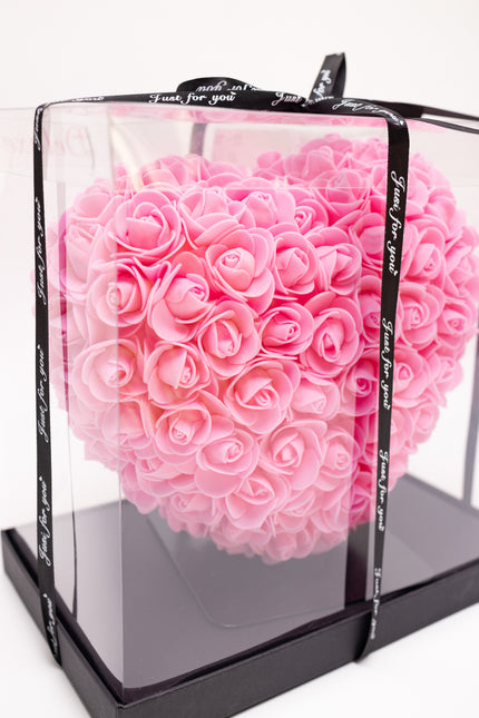 Aranjament de Lux Inima „Pink Velvet Heart” Artizanal