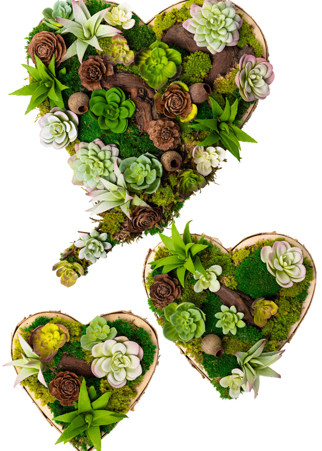 Set 3 tablouri decorative „Green Heart”