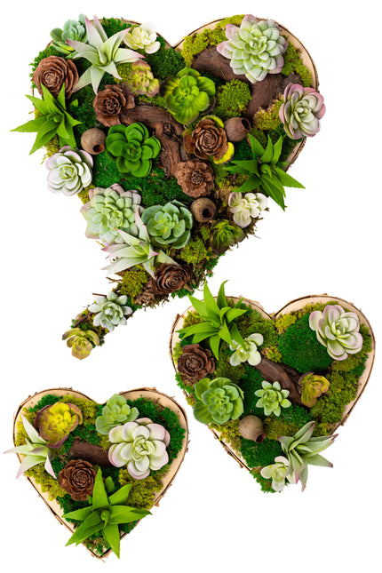 Set 3 tablouri decorative „Green Heart”