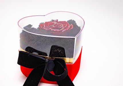 Aranjament de Lux "Ruby Heart Sparkle" cu Trandafir Criogenat